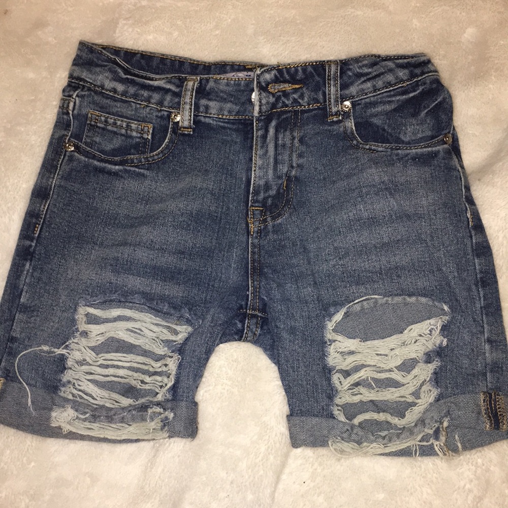 Exocet ripped jean shorts
